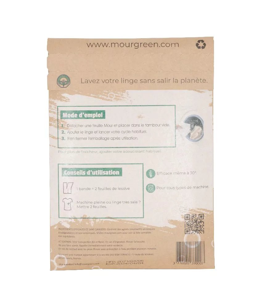 MOUR® Lessive en Feuilles Éco-engagée x 32 ou 64 feuilles de lessive - Clean boutique